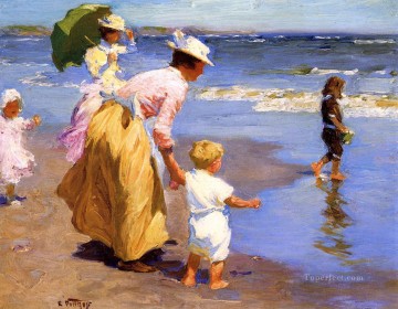 Edward Henry Potthast Painting - At the Beach Impressionist beach Edward Henry Potthast